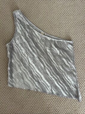 Anthropologie DOLAN Pleated One-Shoulder Tank Silver Holiday Party Top Size XL